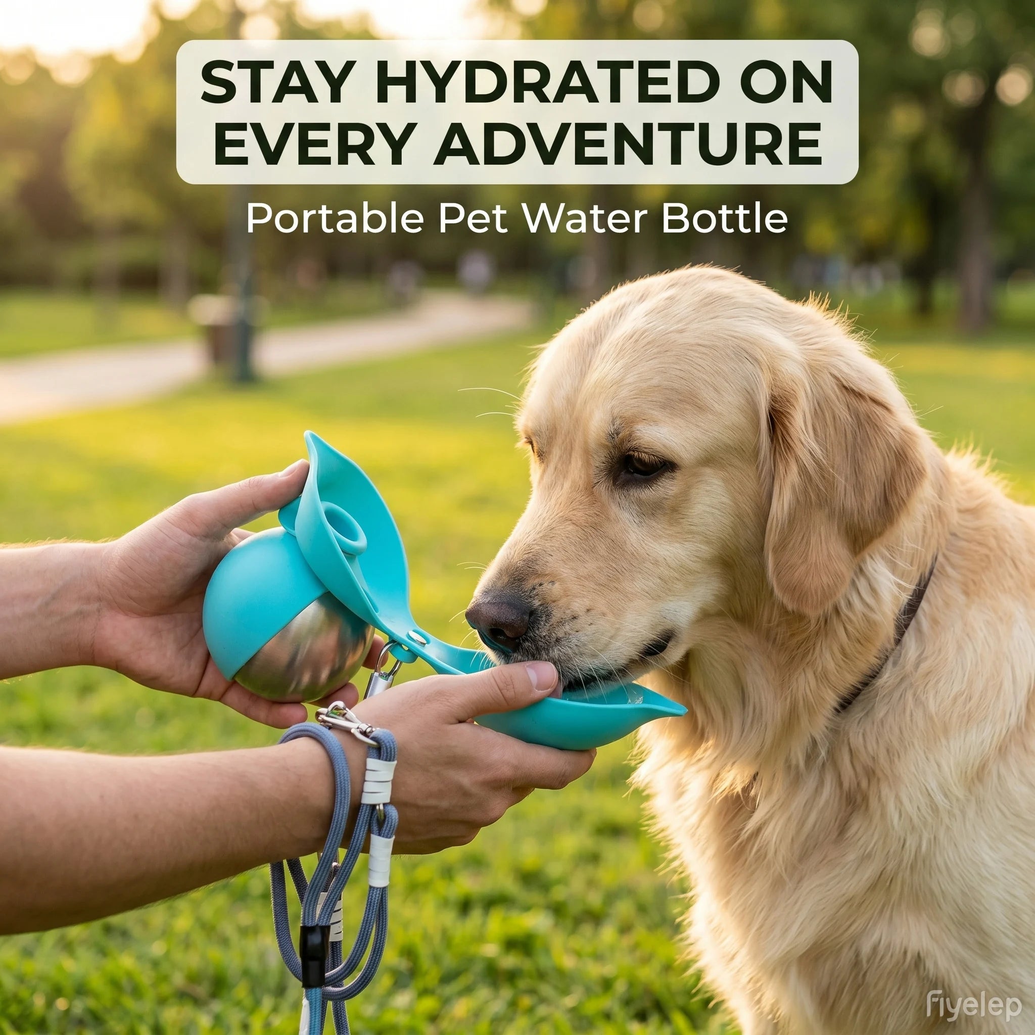 Dog Water Bottle with Removable Silicone Bowl,285ml Stainless Steel Construction, Leak-Proof for Outdoor Activities Like Walking