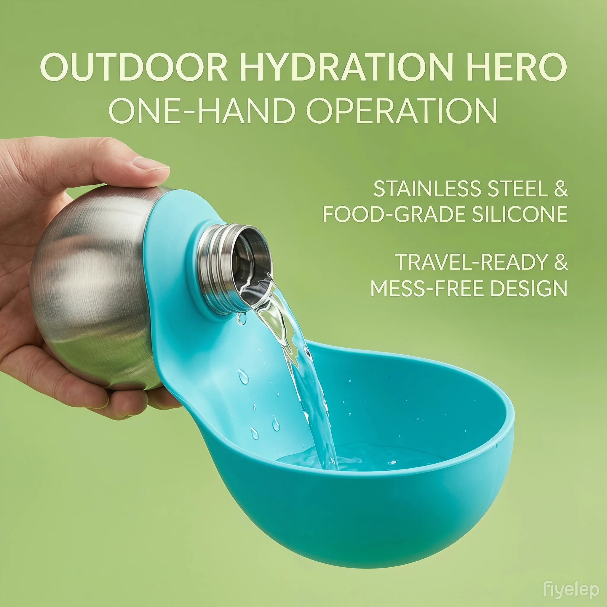 Dog Water Bottle with Removable Silicone Bowl,285ml Stainless Steel Construction, Leak-Proof for Outdoor Activities Like Walking